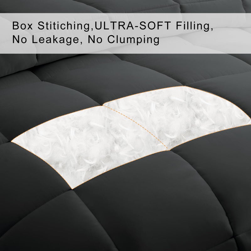 COHOME Quilted King Size Comforter - All-Season Down Alternative Duvet Insert - Luxury Hotel Winter Warm Dark Grey Comforter with Anti-Clump Tech & 8 Tabs - Gift for Women & Menï¼ˆ90"x102"ï¼‰ - Image 3